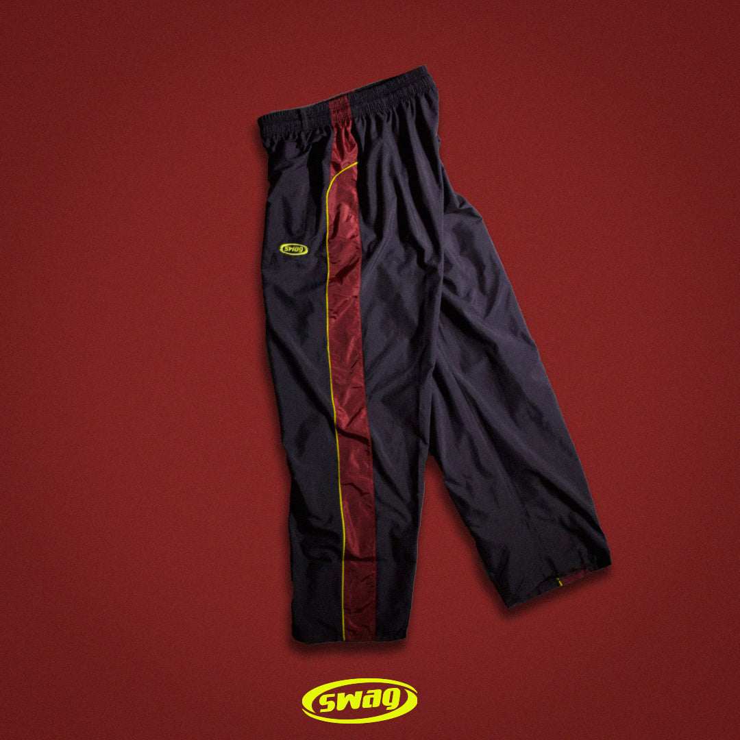 swag track pants ( burgundy & yellow )